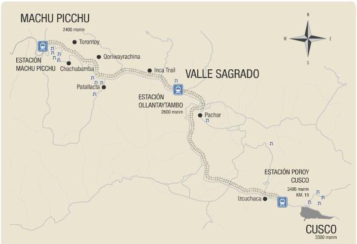 Train route Cuzco to Machu Picchu