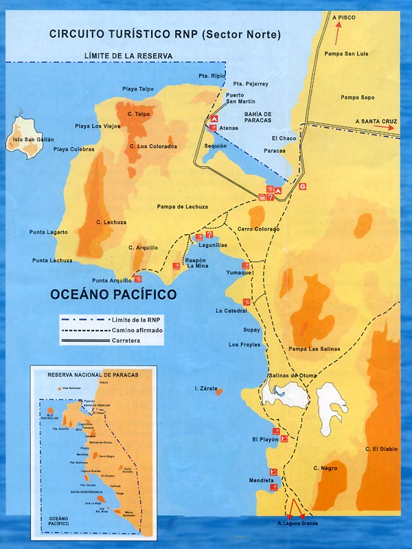 mapa reserva paracas